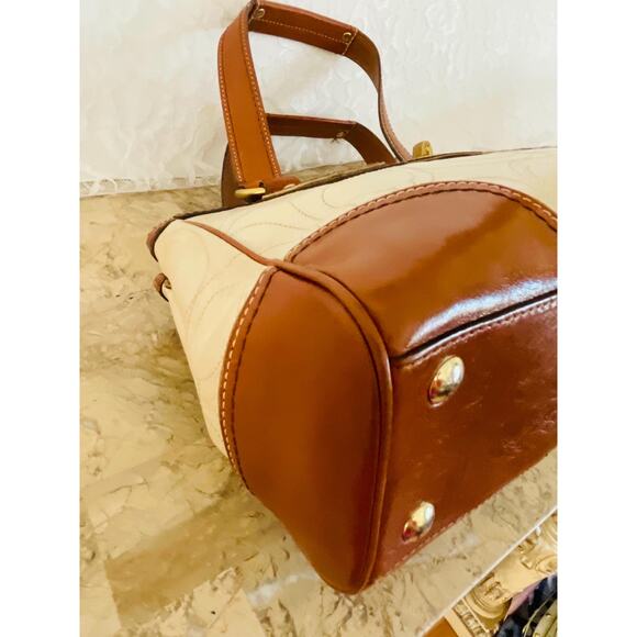 Coach cream brown stitch signature multicolored Carryall shoulder bag 11330 - Picture 8 of 10